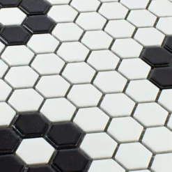 Alternative view of Keramik Mosaikfliese Carlsbad Blume Schwarz Weiß