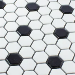 Alternative view of Keramik Mosaikfliese Hexagon Chaplin Schwarz Weiß