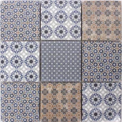 Keramik Mosaikfliesen Daymion Retrooptik Blau Braun 97 -Mosafil Shop keramik mosaikfliesen daymion retrooptik blau braun 97 4 27