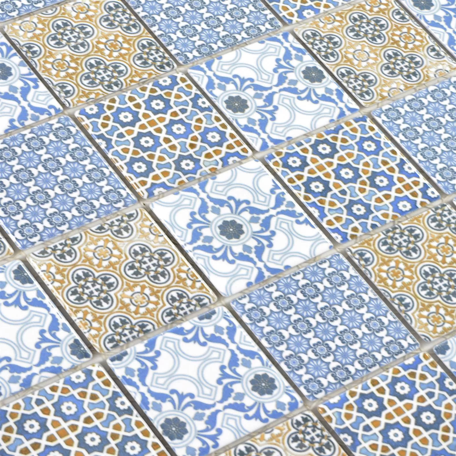 Keramik Mosaikfliesen Daymion Retrooptik Quadrat 47 Blau Braun 4 Keramik Mosaikfliesen Daymion Retrooptik Quadrat 47 Blau Braun – Bild 2