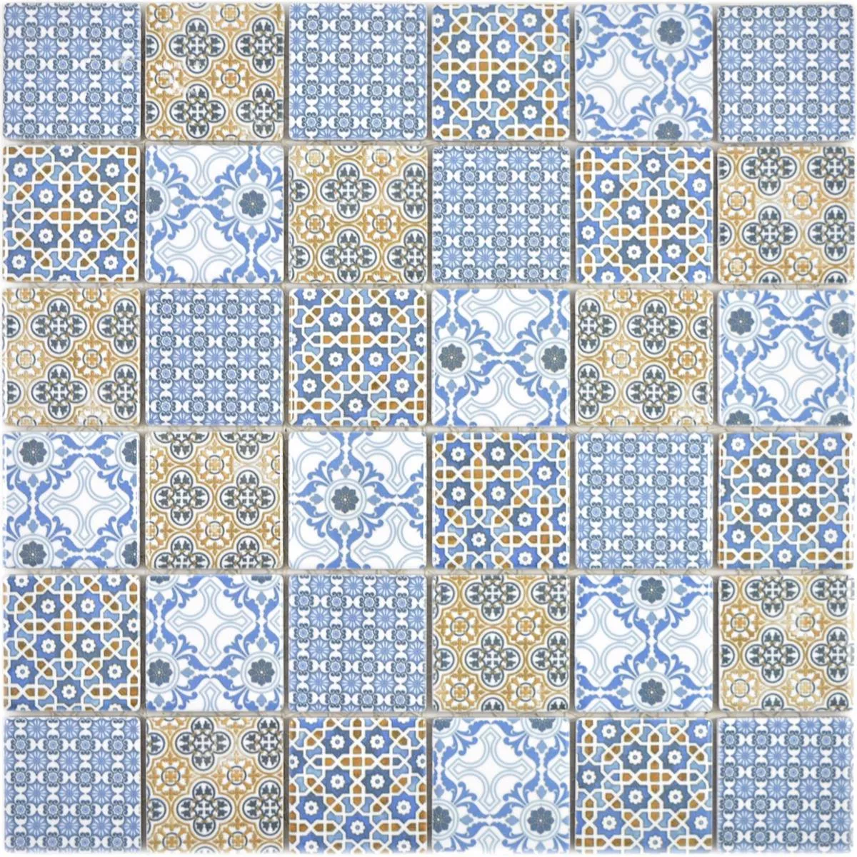 Keramik Mosaikfliesen Daymion Retrooptik Quadrat 47 Blau Braun 5 Keramik Mosaikfliesen Daymion Retrooptik Quadrat 47 Blau Braun – Bild 3