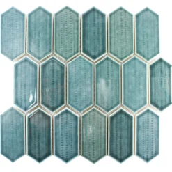 Keramik Mosaikfliesen McCook Hexagon Lang Blau Grau -Mosafil Shop keramik mosaikfliesen mccook hexagon lang blau grau 4 9