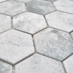 Keramikmosaik Comtessa Hexagon Zementoptik Hellgrau -Mosafil Shop keramikmosaik comtessa hexagon zementoptik hellgrau 3 77