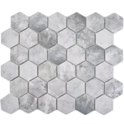 Keramikmosaik Comtessa Hexagon Zementoptik Hellgrau -Mosafil Shop keramikmosaik comtessa hexagon zementoptik hellgrau 4 80