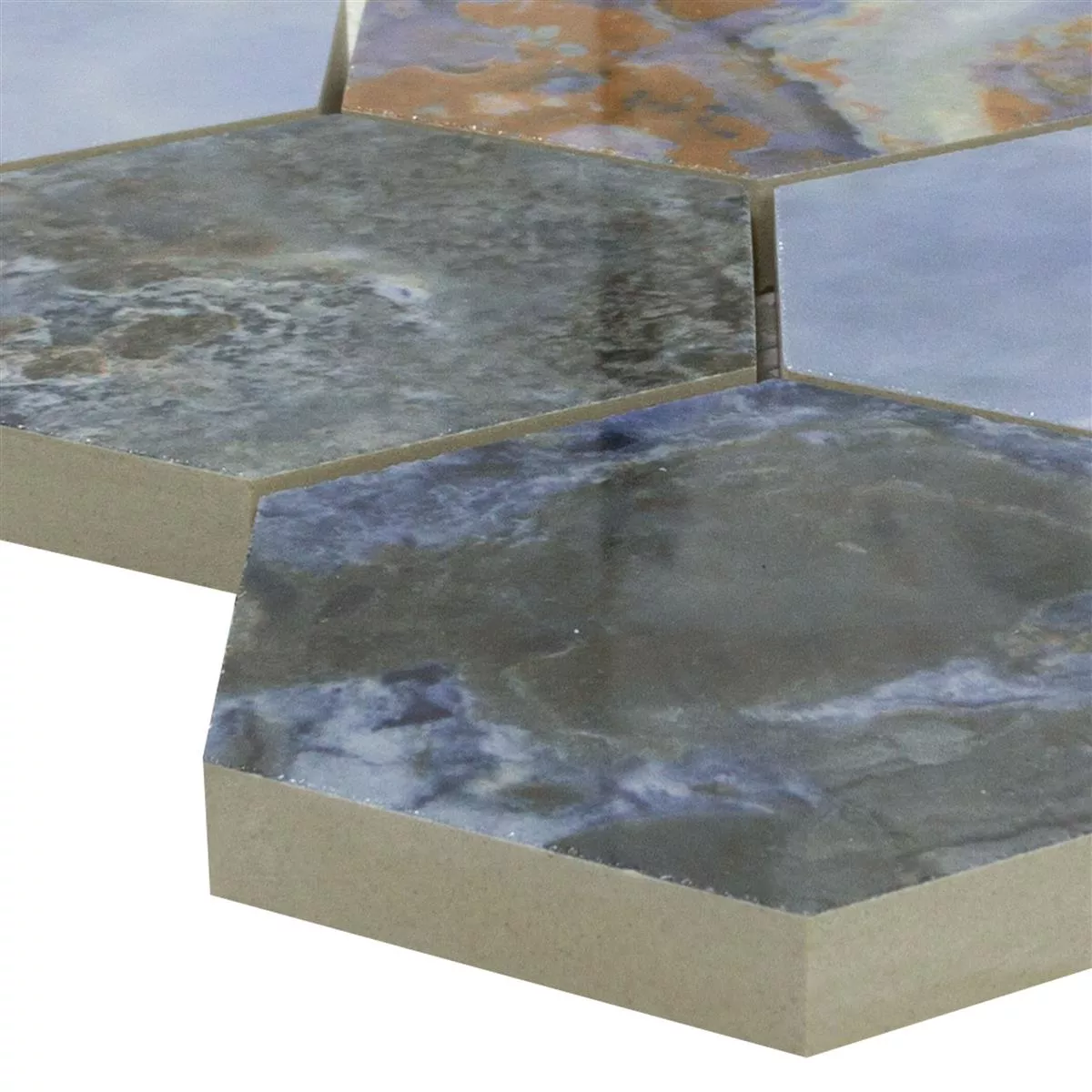 Keramikmosaik Fliesen Naftalin Hexagon Blau Schwarz 3 Keramikmosaik Fliesen Naftalin Hexagon Blau Schwarz