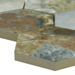 Keramikmosaik Fliesen Naftalin Hexagon Braun Blau