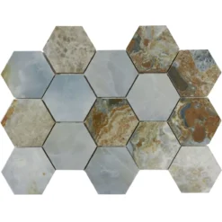 Keramikmosaik Fliesen Naftalin Hexagon Braun Blau 12 Keramikmosaik Fliesen Naftalin Hexagon Braun Blau -Mosafil Shop keramikmosaik fliesen naftalin hexagon braun blau 4 11