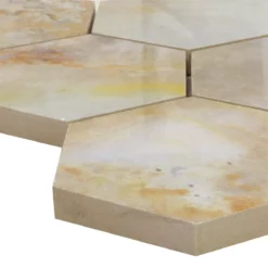 Keramikmosaik Fliesen Naftalin Hexagon Braun Weiß