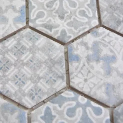 Alternative view of Keramikmosaik Retro Fliesen Lawinia Hexagon Blau