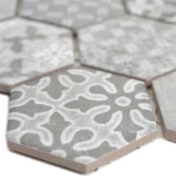 Keramikmosaik Retro Fliesen Lawinia Hexagon Grau