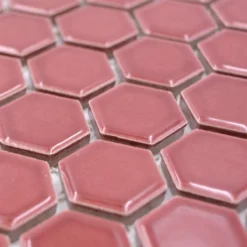 Alternative view of Keramikmosaik Salomon Hexagon Bordeaux Rot H23