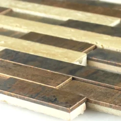 Kupfer Naturstein Mosaikfliesen Braun Creme Mix