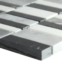 Marmor Mosaikfliesen Sunbury Schwarz Grau Weiss