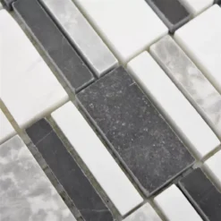 Alternative view of Marmor Mosaikfliesen Sunbury Schwarz Grau Weiss