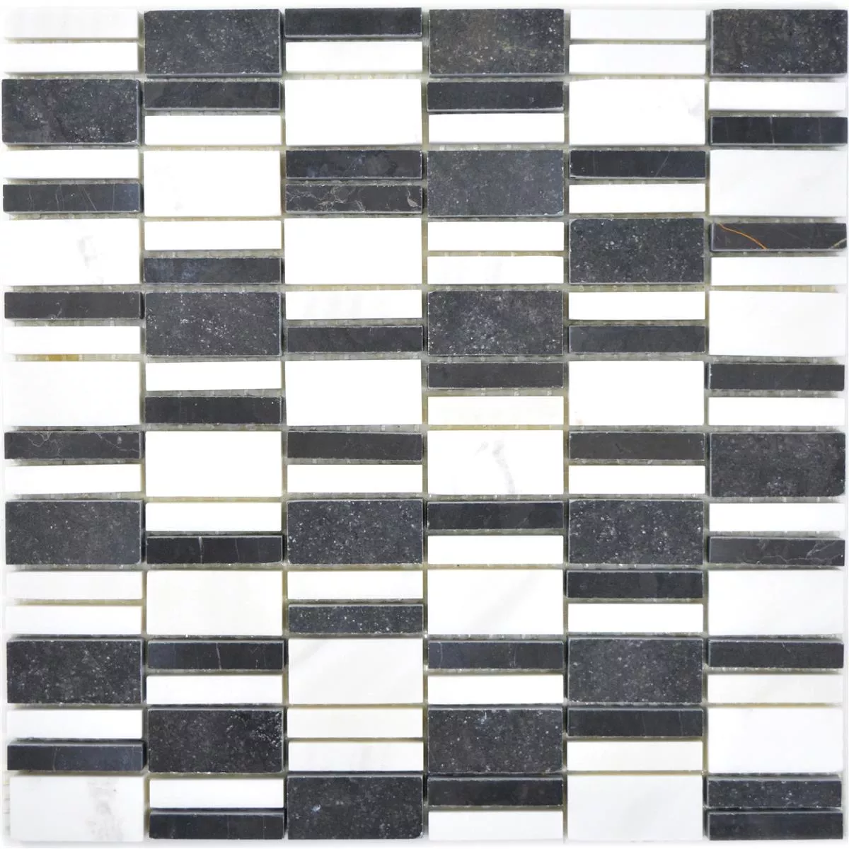 Marmor Mosaikfliesen Sunbury Schwarz Weiss 5 Marmor Mosaikfliesen Sunbury Schwarz Weiss – Bild 3