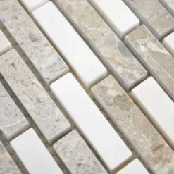 Alternative view of Marmor Mosaikfliesen Valdese Glänzend Grau Weiß