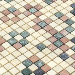 Alternative view of Marmor Naturstein Mosaik Fliesen Antebia Creme Beige Rot Grün