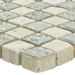 Marmor Naturstein Mosaik Fliesen Antika Mix Silber Creme