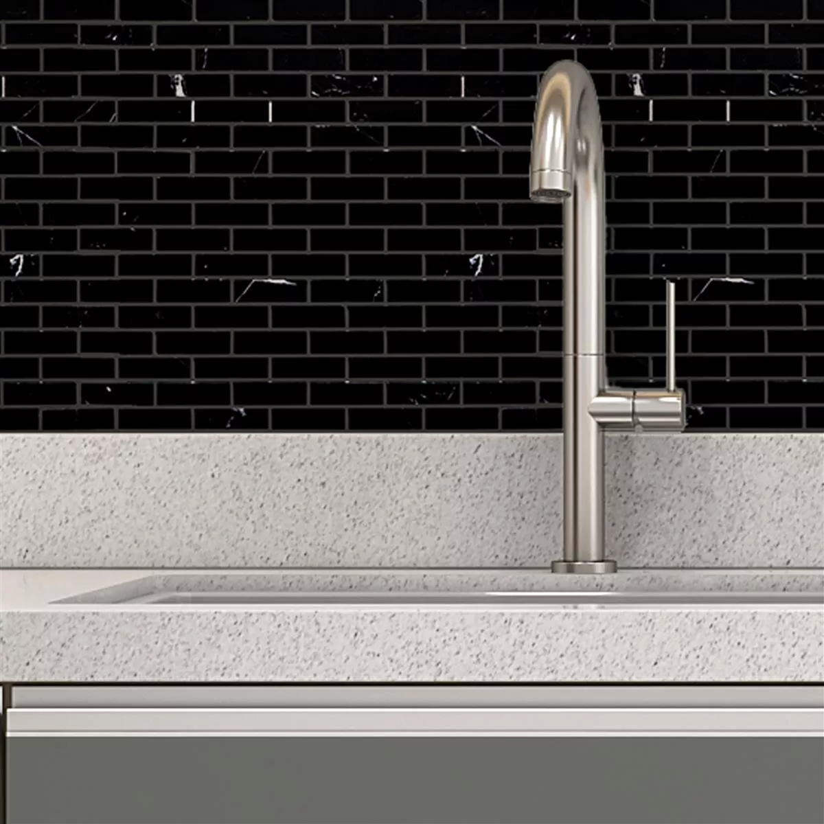Marmor Naturstein Mosaik Fliesen Avalon Schwarz 7 Marmor Naturstein Mosaik Fliesen Avalon Schwarz – Bild 5