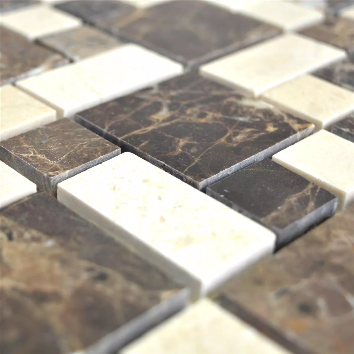 Marmor Naturstein Mosaik Fliesen Cordoba Emprador Dark Beige 4 Marmor Naturstein Mosaik Fliesen Cordoba Emprador Dark Beige – Bild 2