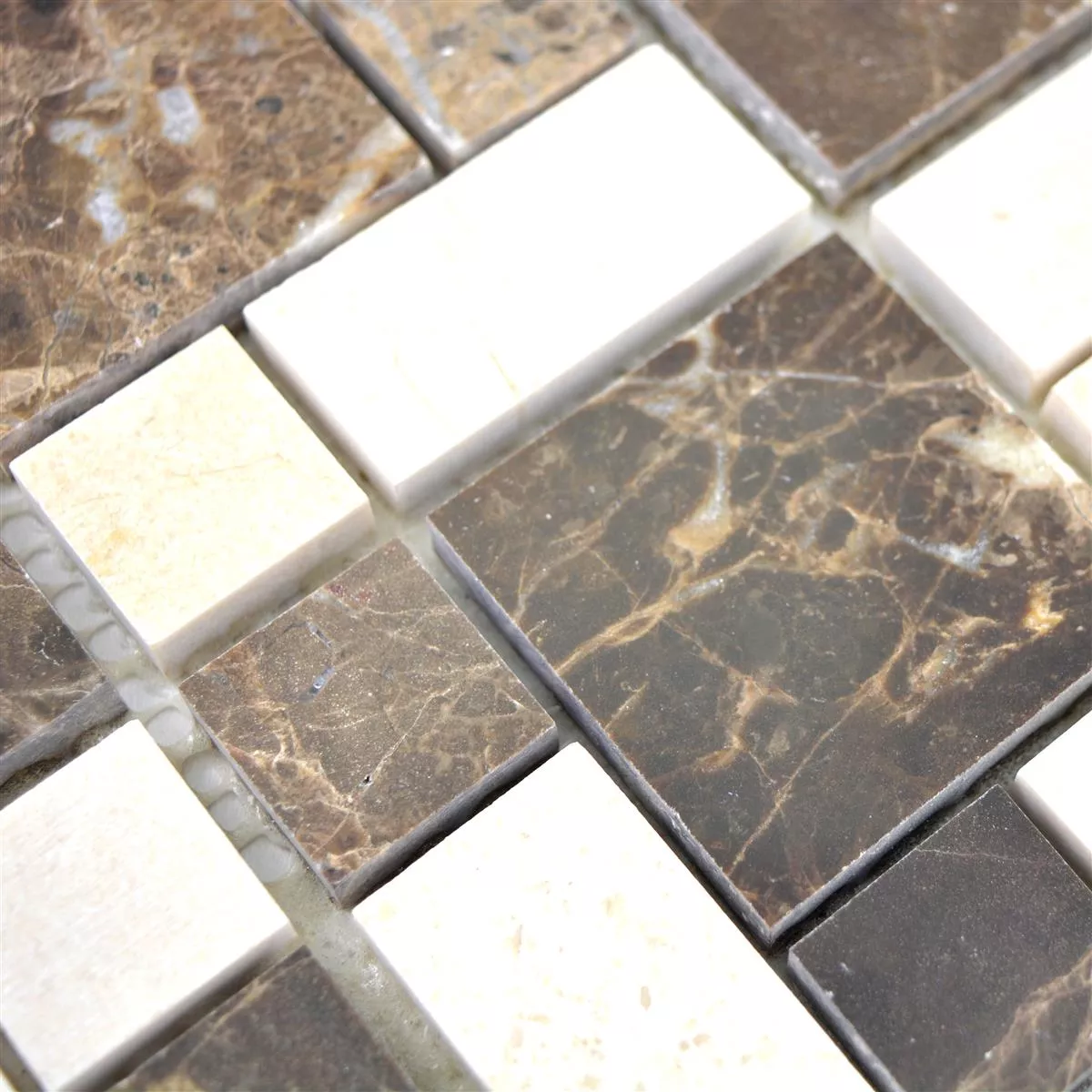 Marmor Naturstein Mosaik Fliesen Cordoba Emprador Dark Beige 5 Marmor Naturstein Mosaik Fliesen Cordoba Emprador Dark Beige – Bild 3