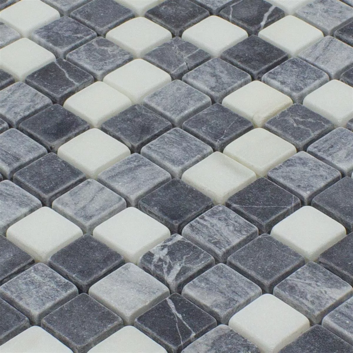 Marmor Naturstein Mosaik Fliesen Stanford Grau Weiß 4 Marmor Naturstein Mosaik Fliesen Stanford Grau Weiß – Bild 2