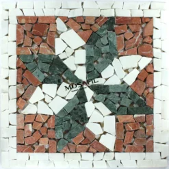 Marmor Rosone 33x33x8mm Rosso Weiss Grün