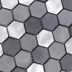 Mosaikfliesen Aluminium Apache Sechseck Schwarz Silber -Mosafil Shop mosaikfliesen aluminium apache sechseck schwarz silber 2 20