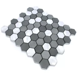 Mosaikfliesen Aluminium Apache Sechseck Schwarz Silber -Mosafil Shop mosaikfliesen aluminium apache sechseck schwarz silber 3 16