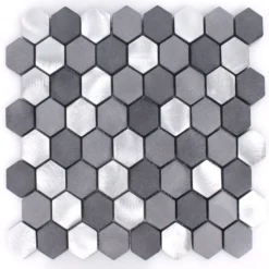Mosaikfliesen Aluminium Apache Sechseck Schwarz Silber -Mosafil Shop mosaikfliesen aluminium apache sechseck schwarz silber 4 88
