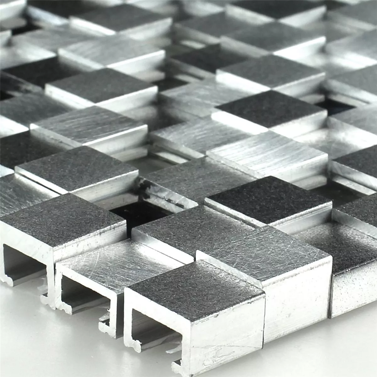 Mosaikfliesen Aluminium Glas 3D Design Black Mix 3 Mosaikfliesen Aluminium Glas 3D Design Black Mix