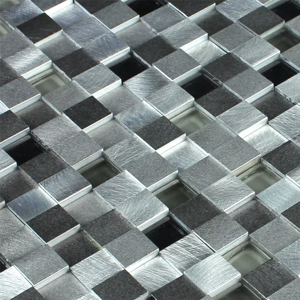 Mosaikfliesen Aluminium Glas 3D Design Black Mix 4 Mosaikfliesen Aluminium Glas 3D Design Black Mix – Bild 2