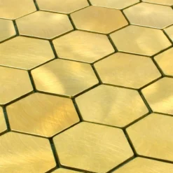 Alternative view of Mosaikfliesen Aluminium Manhatten Hexagon Gold