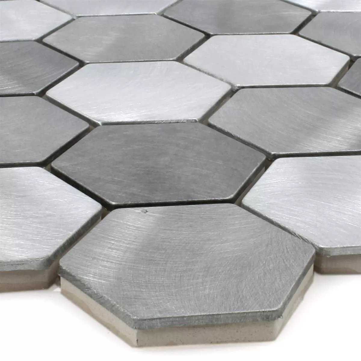 Mosaikfliesen Aluminium Manhatten Hexagon Grau Silber 3 Mosaikfliesen Aluminium Manhatten Hexagon Grau Silber