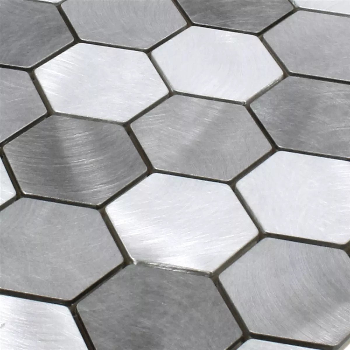 Mosaikfliesen Aluminium Manhatten Hexagon Grau Silber 4 Mosaikfliesen Aluminium Manhatten Hexagon Grau Silber – Bild 2