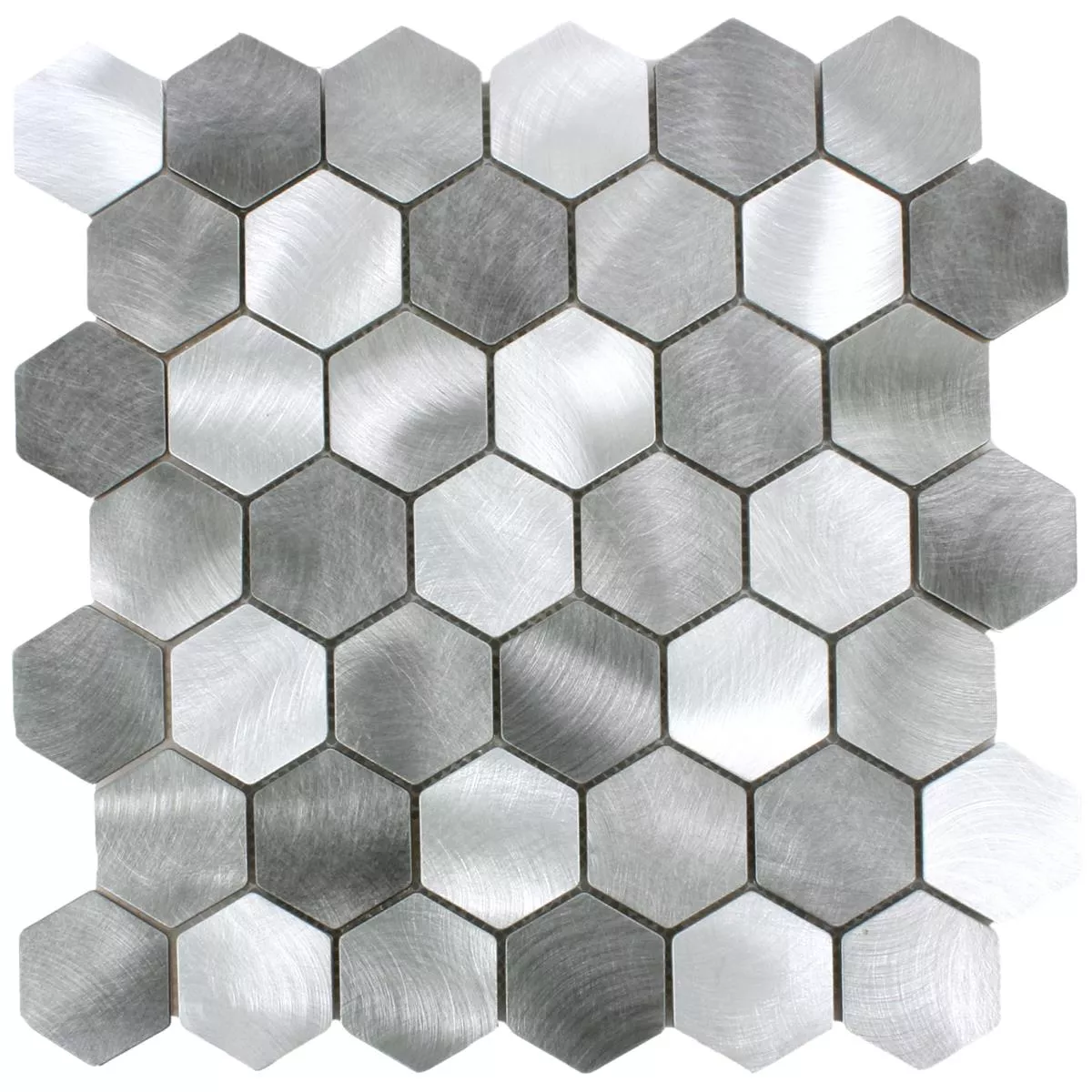 Mosaikfliesen Aluminium Manhatten Hexagon Grau Silber 6 Mosaikfliesen Aluminium Manhatten Hexagon Grau Silber – Bild 4
