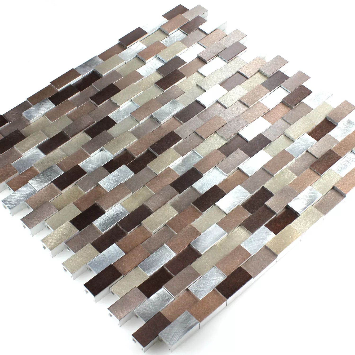 Mosaikfliesen Aluminium Metall Langley 3D Kupfer Braun 5 Mosaikfliesen Aluminium Metall Langley 3D Kupfer Braun – Bild 3