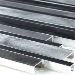 Mosaikfliesen Aluminium Verbund Schwarz Mix