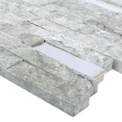 Mosaikfliesen Deepstone Naturstein Edelstahl Grau 3D