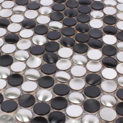 Alternative view of Mosaikfliesen Edelstahl Celeus Schwarz Silber Gewellt