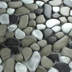 Alternative view of Mosaikfliesen Edelstahl Flusskiesel Design Black Silver