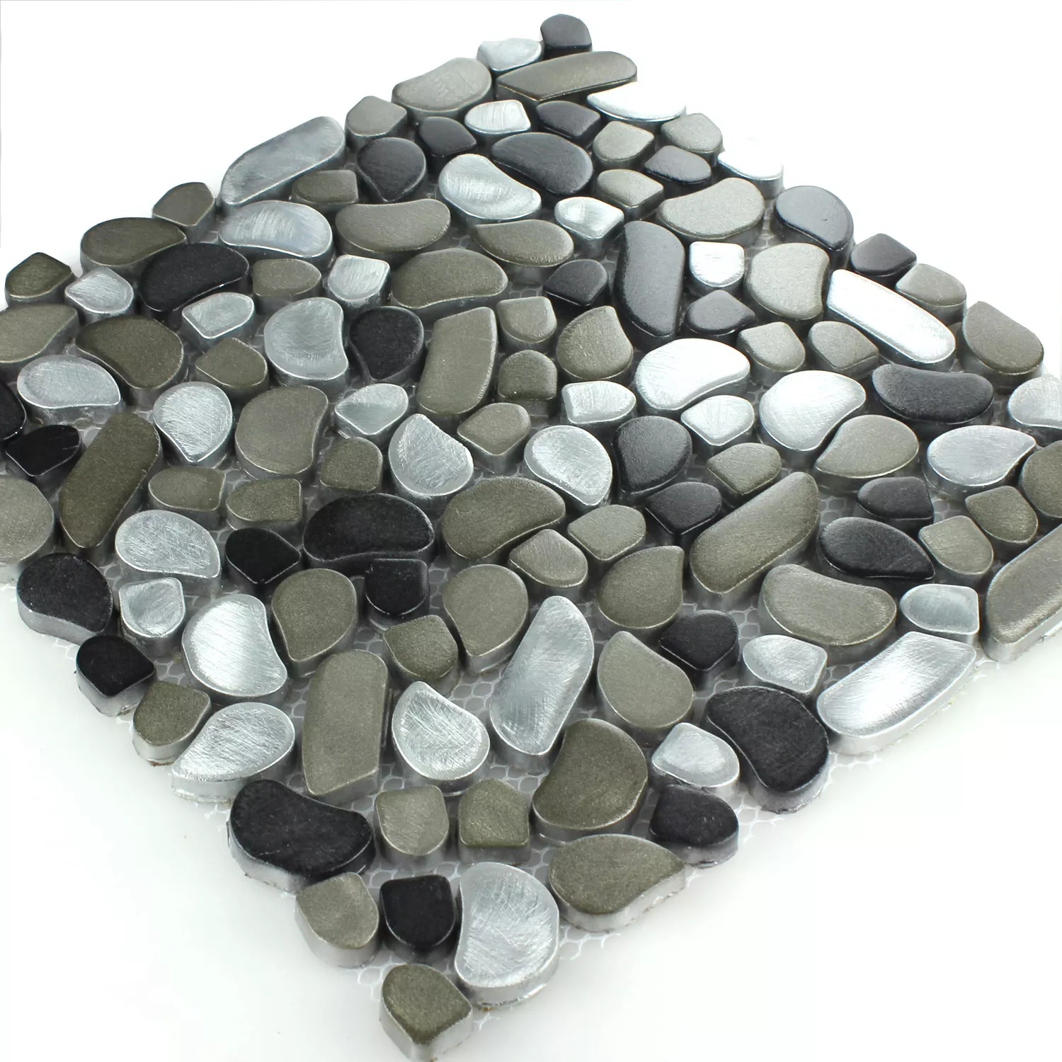 Mosaikfliesen Edelstahl Flusskiesel Design Black Silver 5 Mosaikfliesen Edelstahl Flusskiesel Design Black Silver – Bild 3