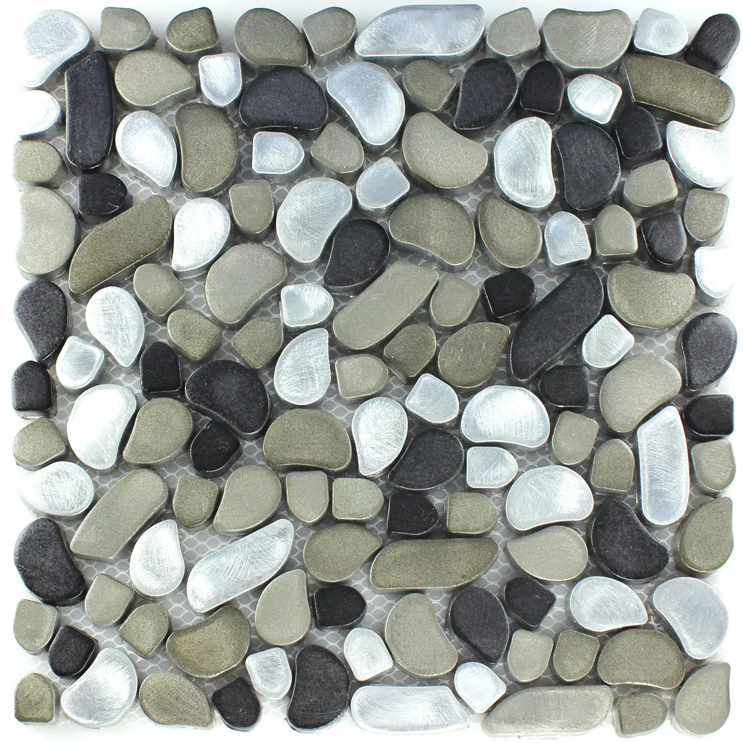 Mosaikfliesen Edelstahl Flusskiesel Design Black Silver 6 Mosaikfliesen Edelstahl Flusskiesel Design Black Silver – Bild 4