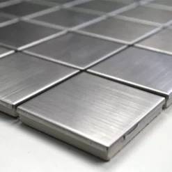 Mosaikfliesen Edelstahl Gebürstet Quadrat 48