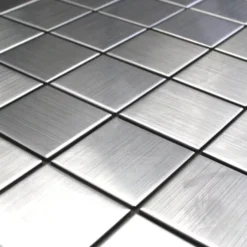 Alternative view of Mosaikfliesen Edelstahl Gebürstet Quadrat 48