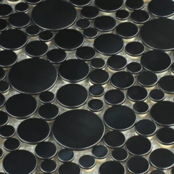 Alternative view of Mosaikfliesen Edelstahl Metall Flusskiesel Design Black