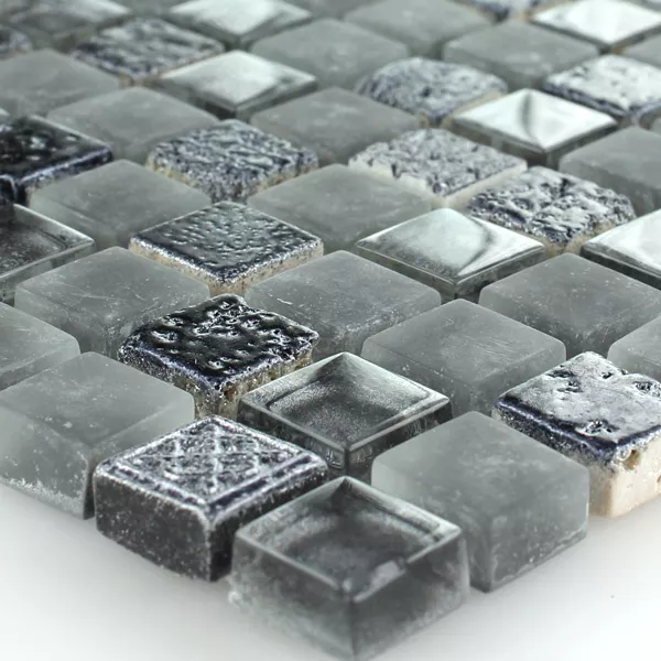 Mosaikfliesen Escimo Glas Naturstein Mix Grey Black 3 Mosaikfliesen Escimo Glas Naturstein Mix Grey Black
