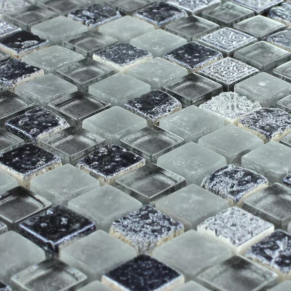 Mosaikfliesen Escimo Glas Naturstein Mix Grey Black 4 Mosaikfliesen Escimo Glas Naturstein Mix Grey Black – Bild 2