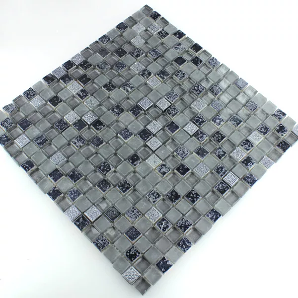 Mosaikfliesen Escimo Glas Naturstein Mix Grey Black 6 Mosaikfliesen Escimo Glas Naturstein Mix Grey Black – Bild 4