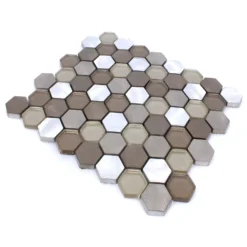 Mosaikfliesen Glas Alu Angela Hexagon Braun Silber 7 Mosaikfliesen Glas Alu Angela Hexagon Braun Silber -Mosafil Shop mosaikfliesen glas alu angela hexagon braun silber 2 58